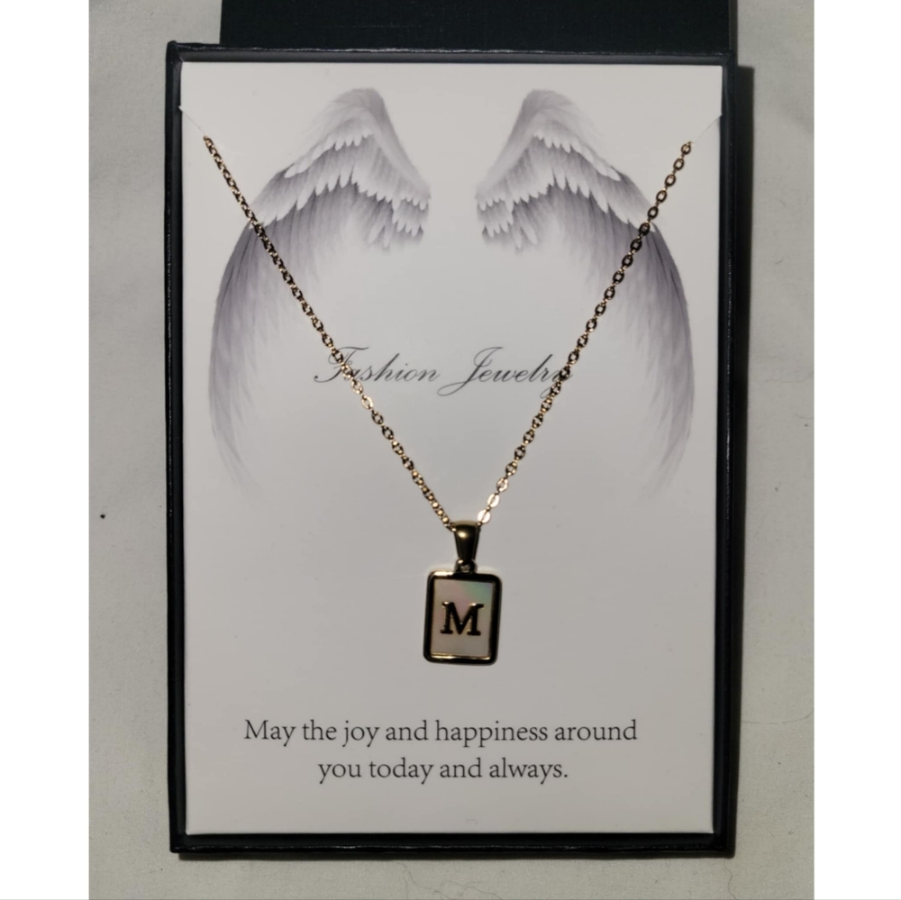 Mother Of Pearl Gold Initial Pendant Necklace